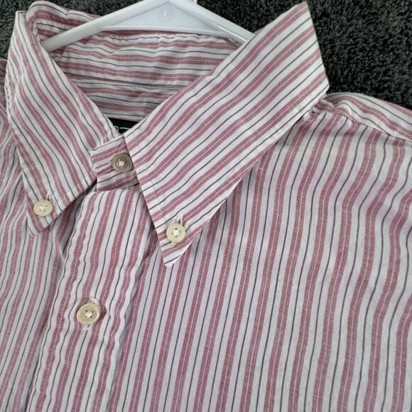 Gitman Bros Long Sleeve Button Up Shirt Men’s 17 35 Striped Pink White Cotton - Picture 8 of 13
